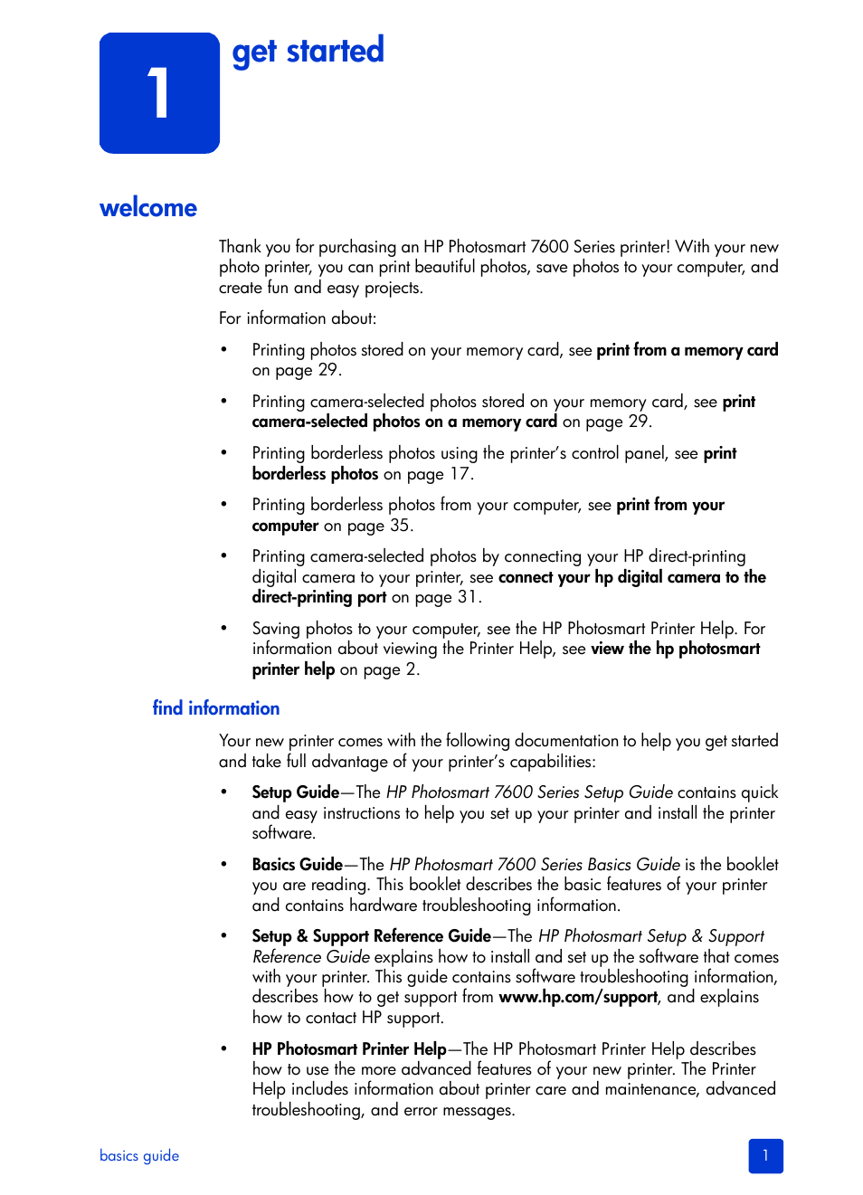 Get started, Welcome | HP 7600 User Manual | Page 5 / 64