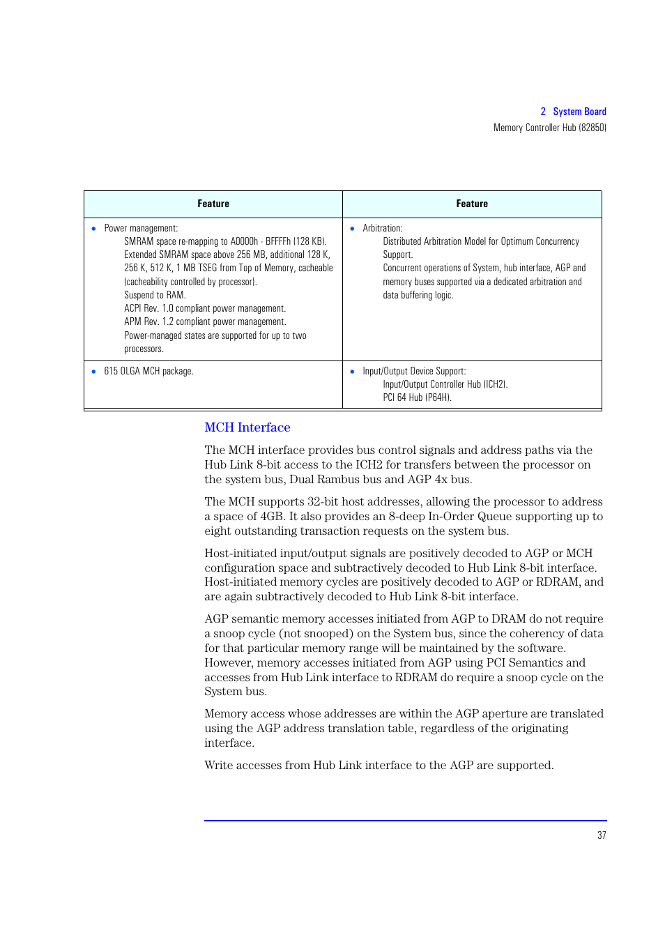 Mch interface | HP XU700 User Manual | Page 37 / 124