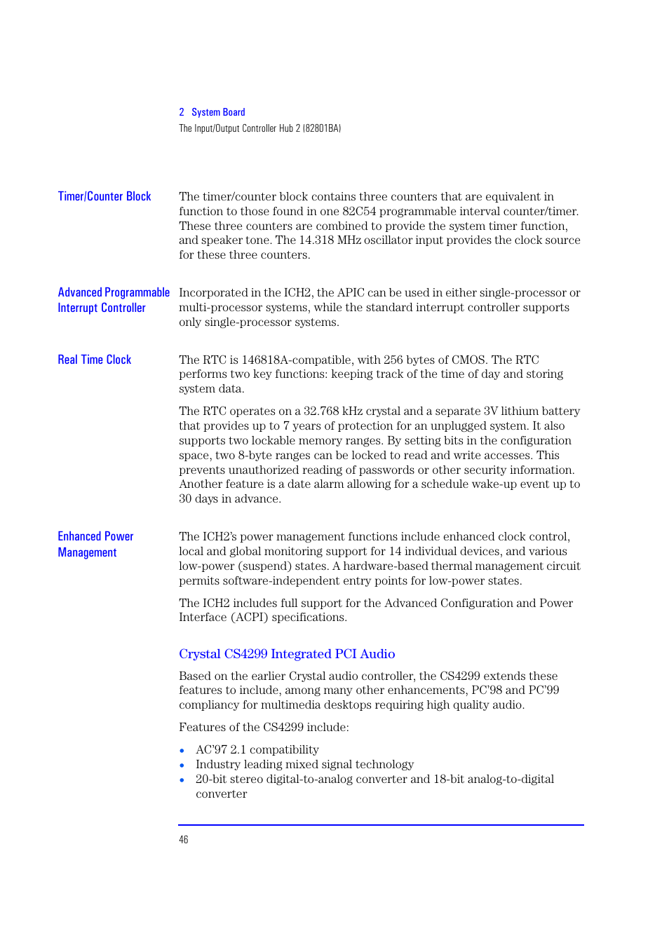 Crystal cs4299 integrated pci audio, Refer to | HP XU700 User Manual | Page 46 / 124