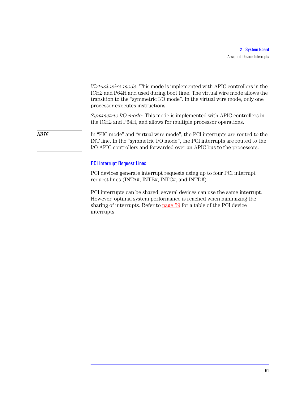 Pci interrupt request lines | HP XU700 User Manual | Page 61 / 124