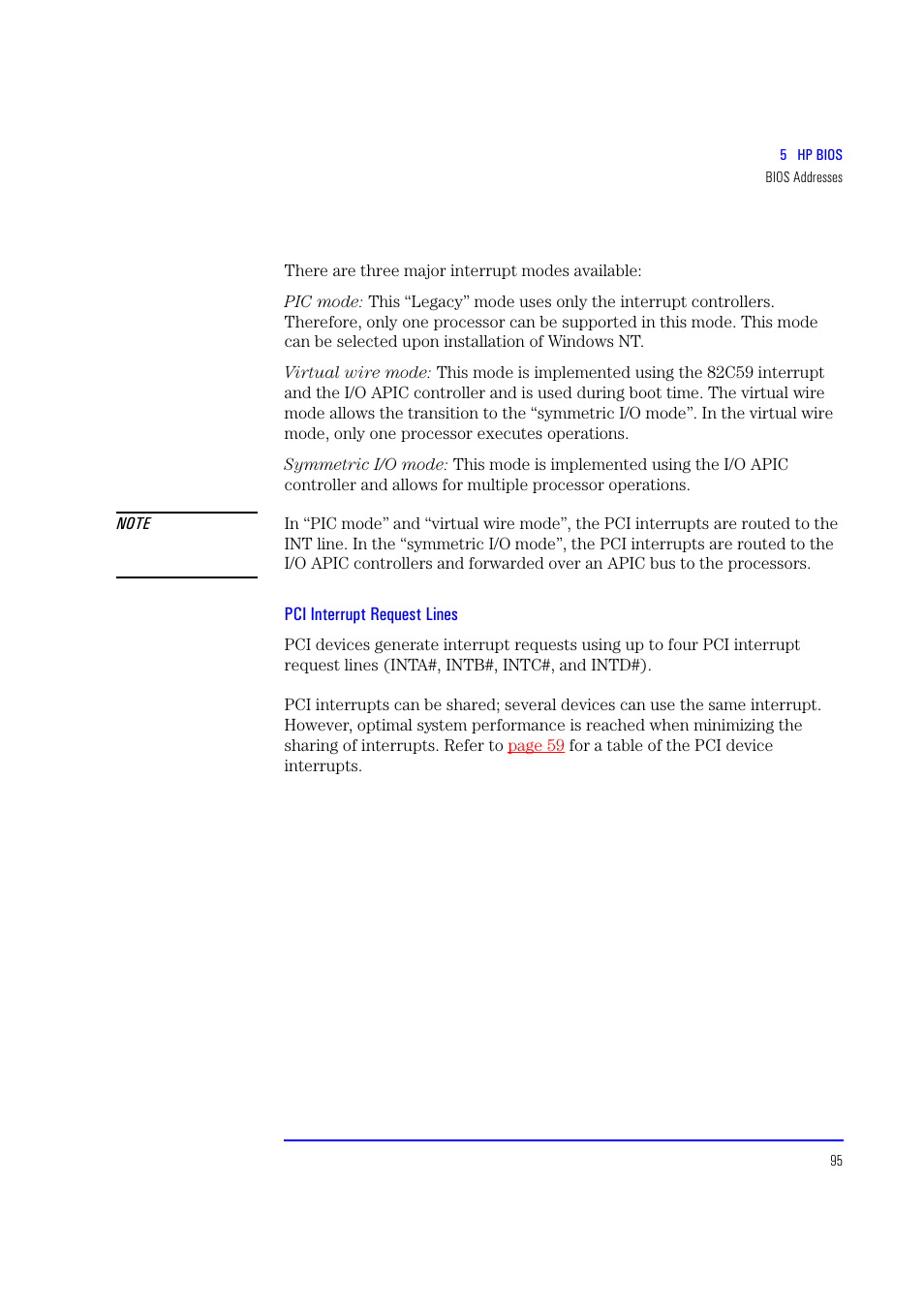 Pci interrupt request lines | HP XU700 User Manual | Page 95 / 124