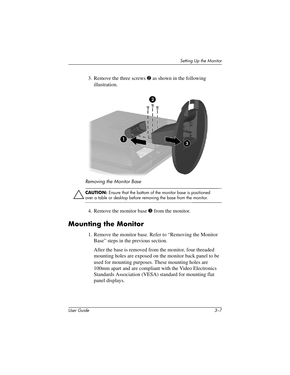 Mounting the monitor, Mounting the monitor –7 | HP 1506 User Manual | Page 21 / 60