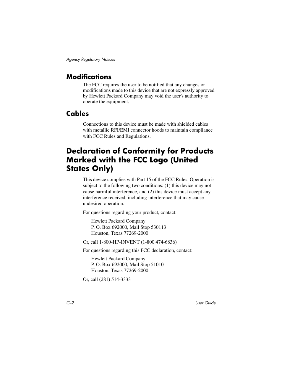 Modifications, Cables | HP 1506 User Manual | Page 54 / 60
