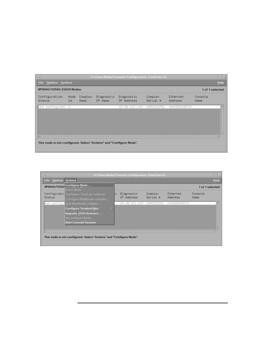 Figure 31 ts_config “configure node” selection | HP 9000 V2600 SCA User Manual | Page 100 / 206
