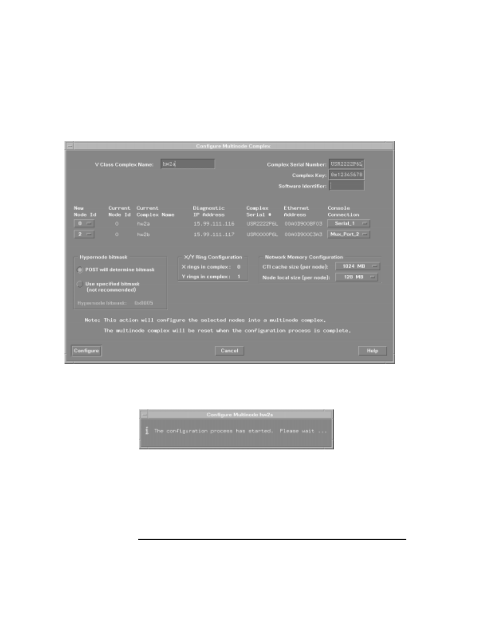 Figure 49 configuration started information box, Figure 48, Figure 49 | Configuration started information box | HP 9000 V2600 SCA User Manual | Page 112 / 206