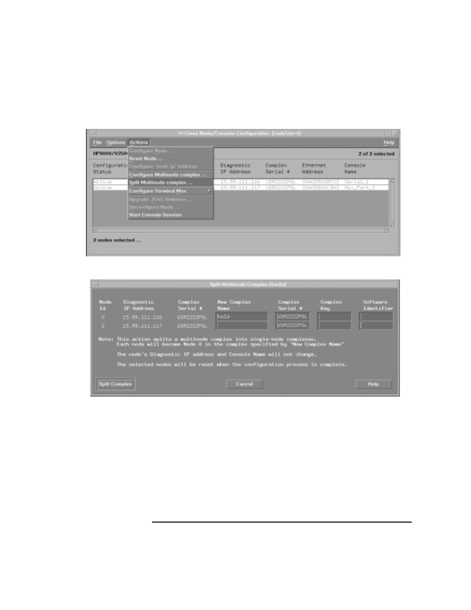 Figure 52 ts_config split multinode complex panel, Figure 51, Figure 52 | HP 9000 V2600 SCA User Manual | Page 115 / 206