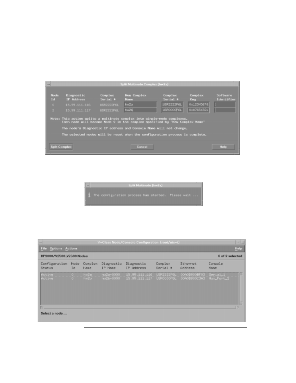 Figure 54 split multinode confirmation panel, Figure 53, Figure 54 | Split multinode confirmation panel, Figure 55 | HP 9000 V2600 SCA User Manual | Page 116 / 206