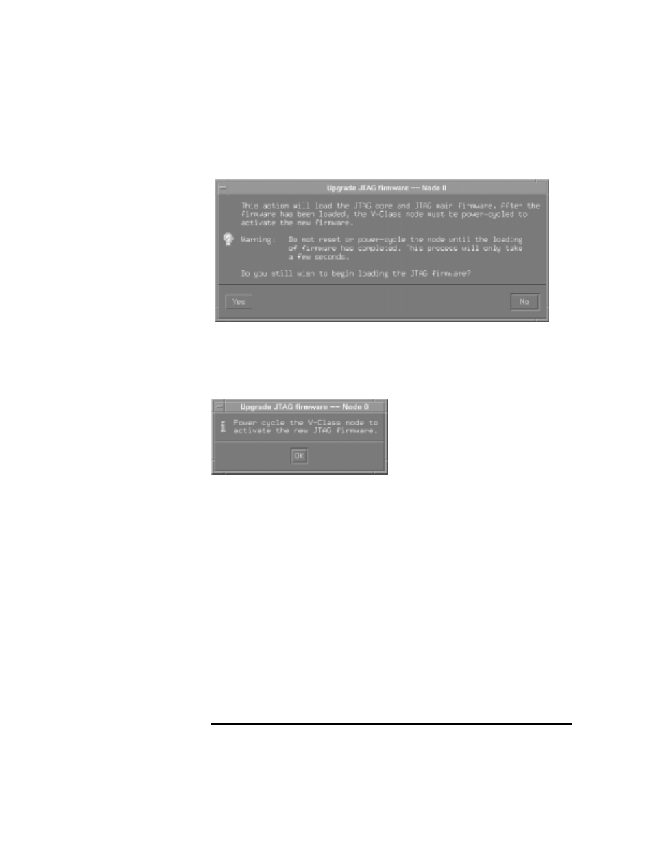 Figure 28 upgrade jtag firmware confirmation panel, Figure 29 ts_config power-cycle panel, Configure a node | HP 9000 V2600 SCA User Manual | Page 99 / 206