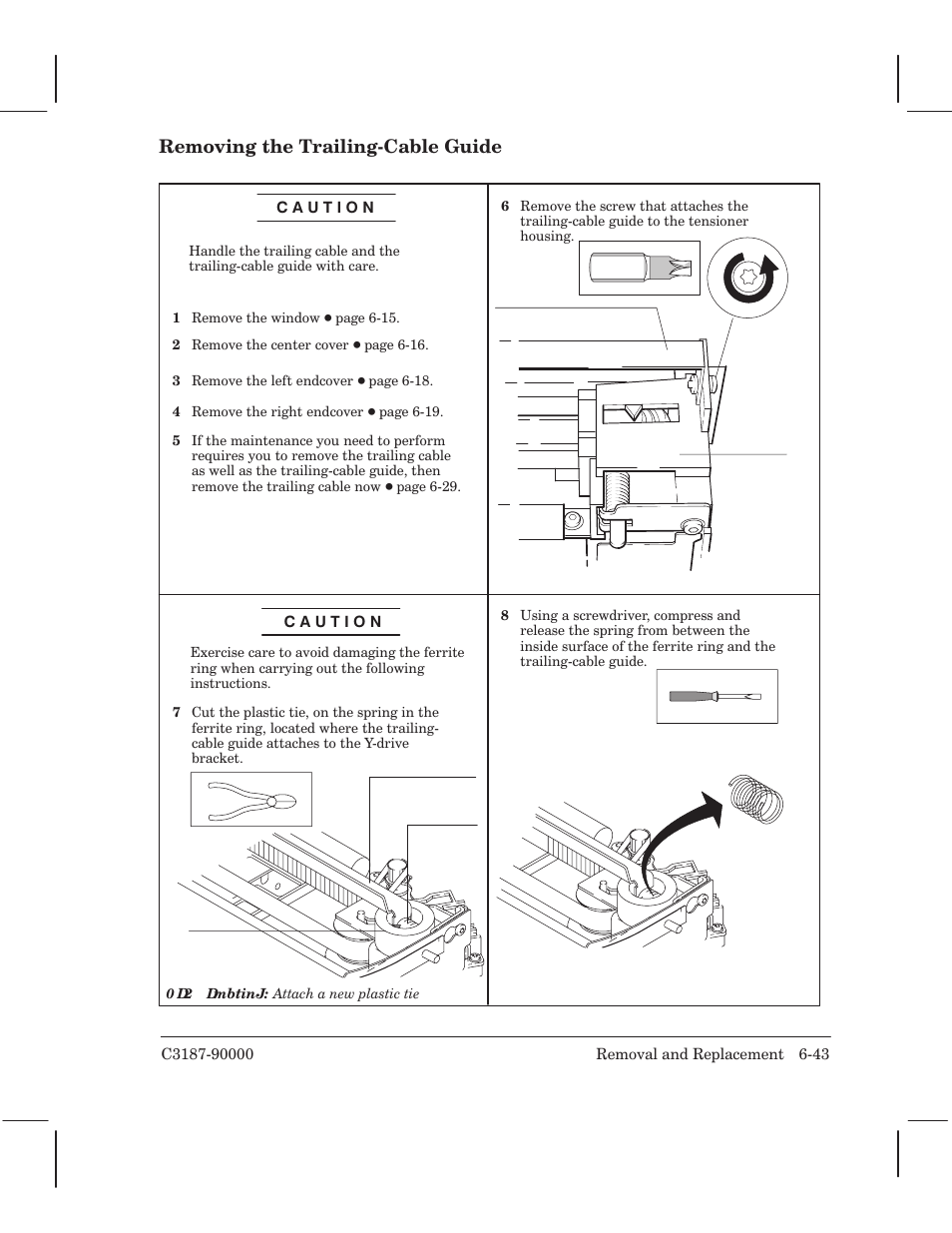 Removing the trailingćcable guide | HP 220 User Manual | Page 107 / 246