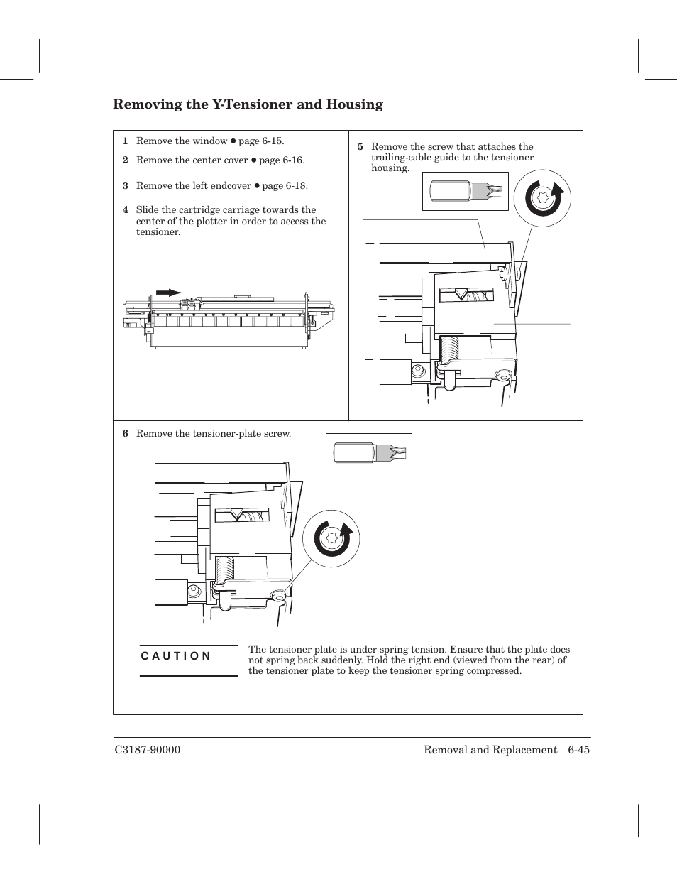 Removing the yćtensioner and housing | HP 220 User Manual | Page 109 / 246