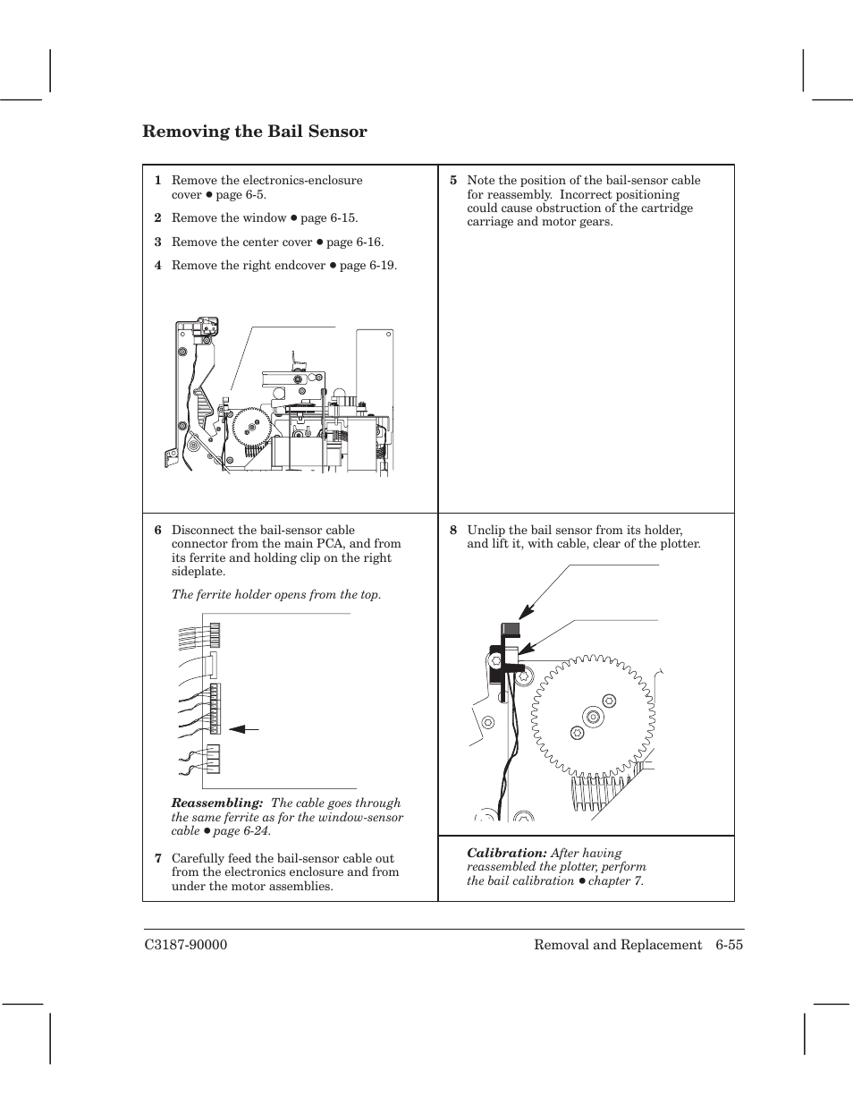Removing the bail sensor | HP 220 User Manual | Page 119 / 246