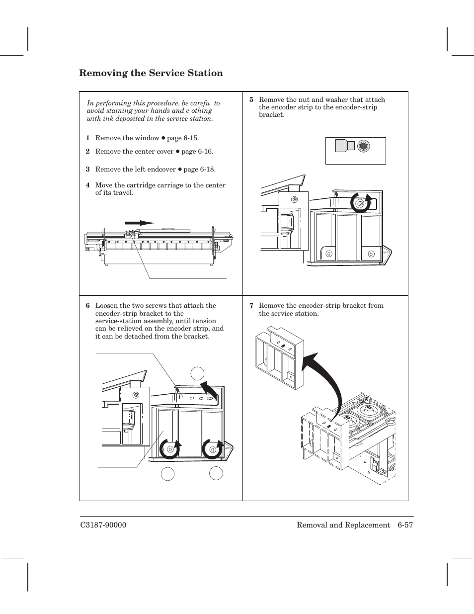 Removing the service station | HP 220 User Manual | Page 121 / 246