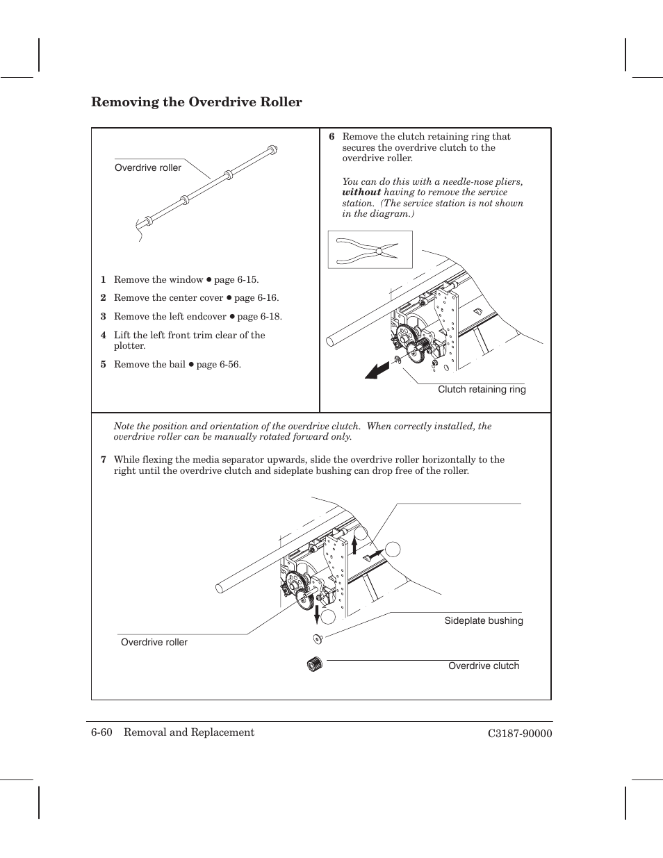 Removing the overdrive roller | HP 220 User Manual | Page 124 / 246