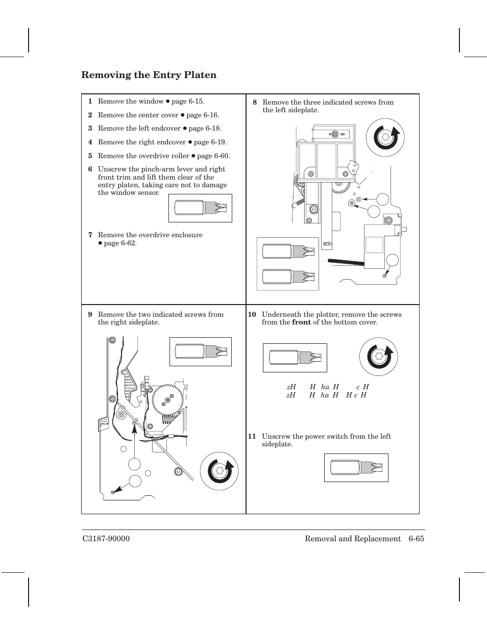 Removing the entry platen | HP 220 User Manual | Page 129 / 246