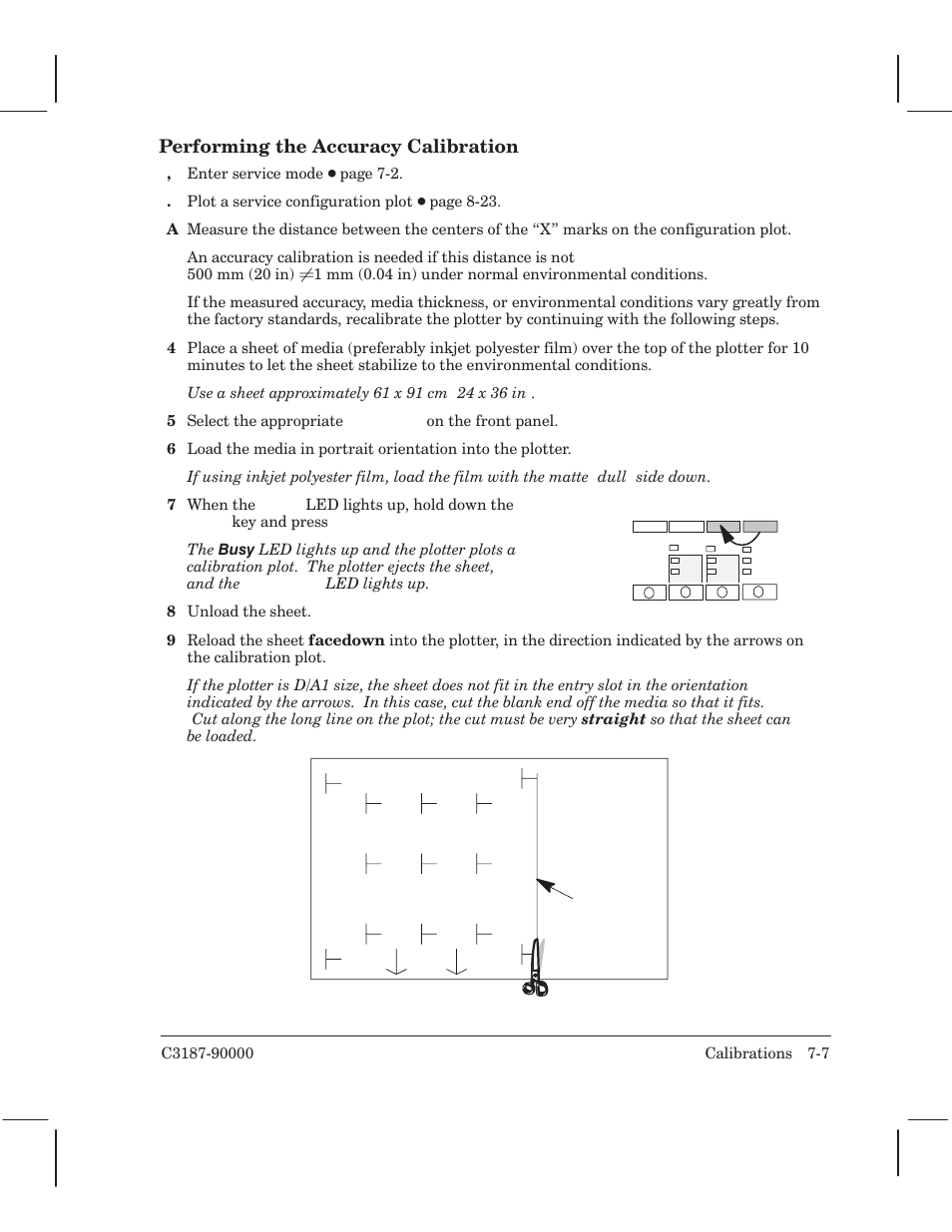 Performing the accuracy calibration | HP 220 User Manual | Page 145 / 246