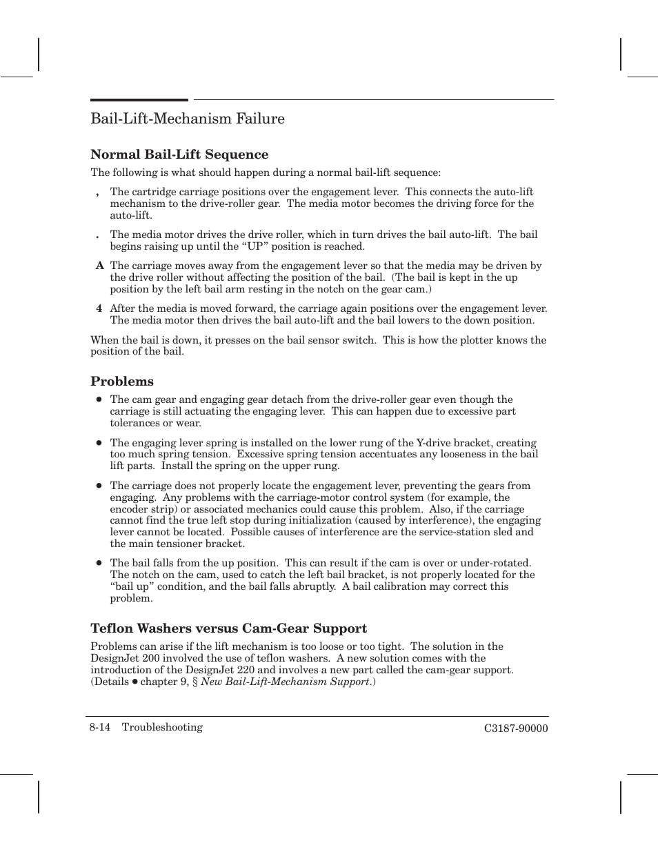 Bailćliftćmechanism failure | HP 220 User Manual | Page 162 / 246