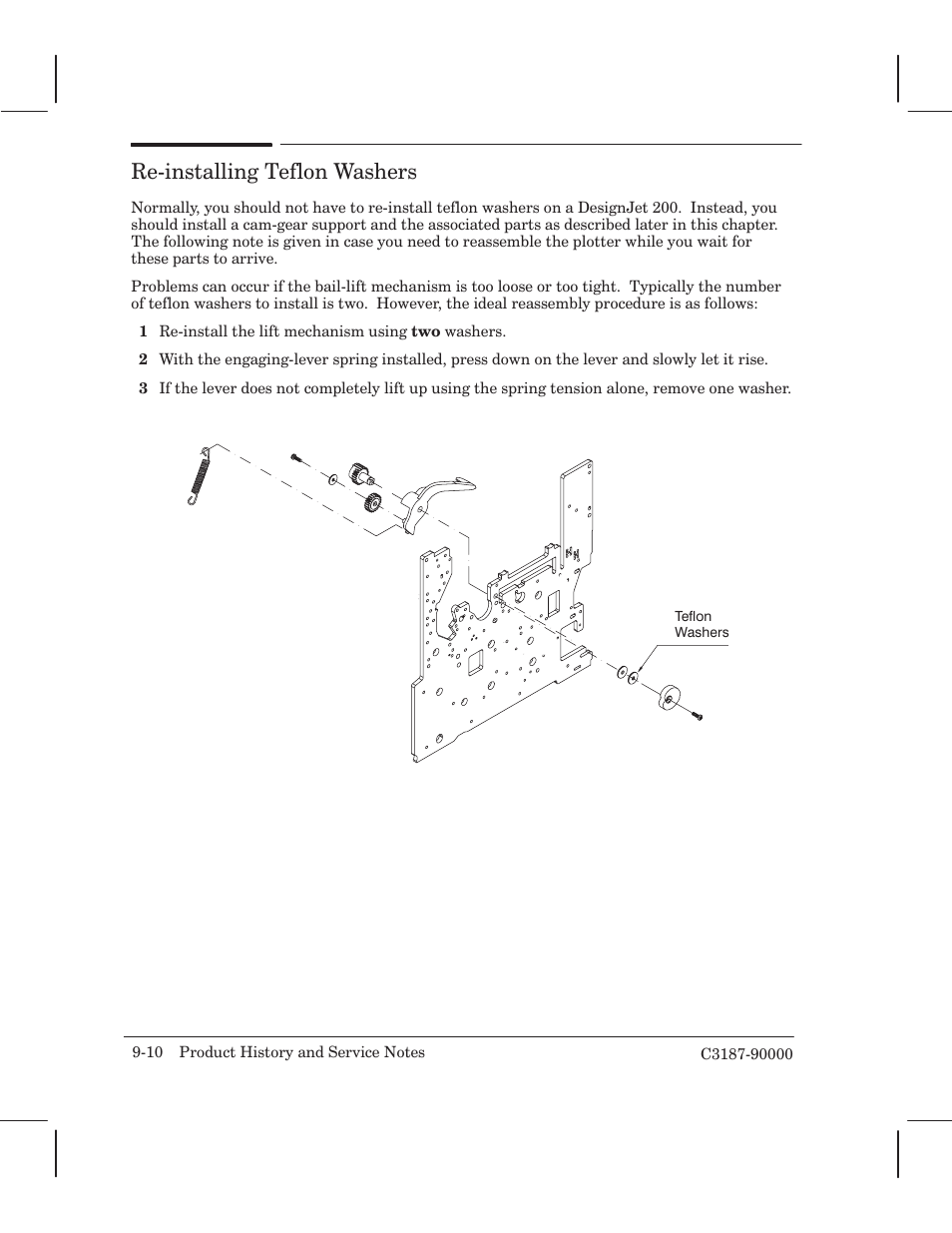 Rećinstalling teflon washers | HP 220 User Manual | Page 188 / 246