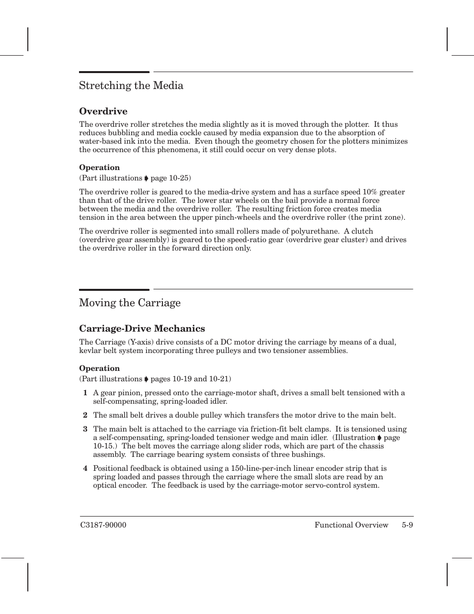 Stretching the media, Moving the carriage | HP 220 User Manual | Page 41 / 246