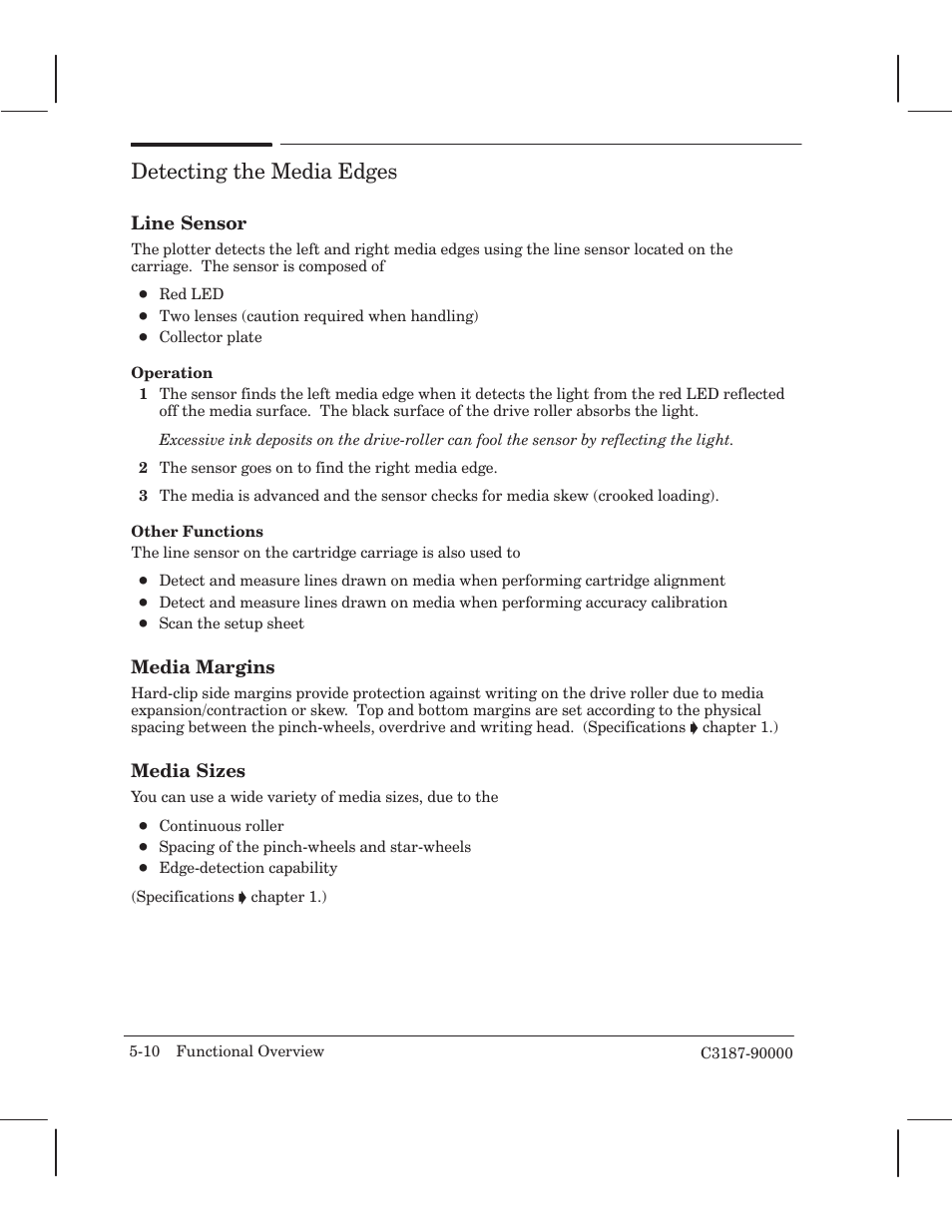 Detectingthe media edges | HP 220 User Manual | Page 42 / 246