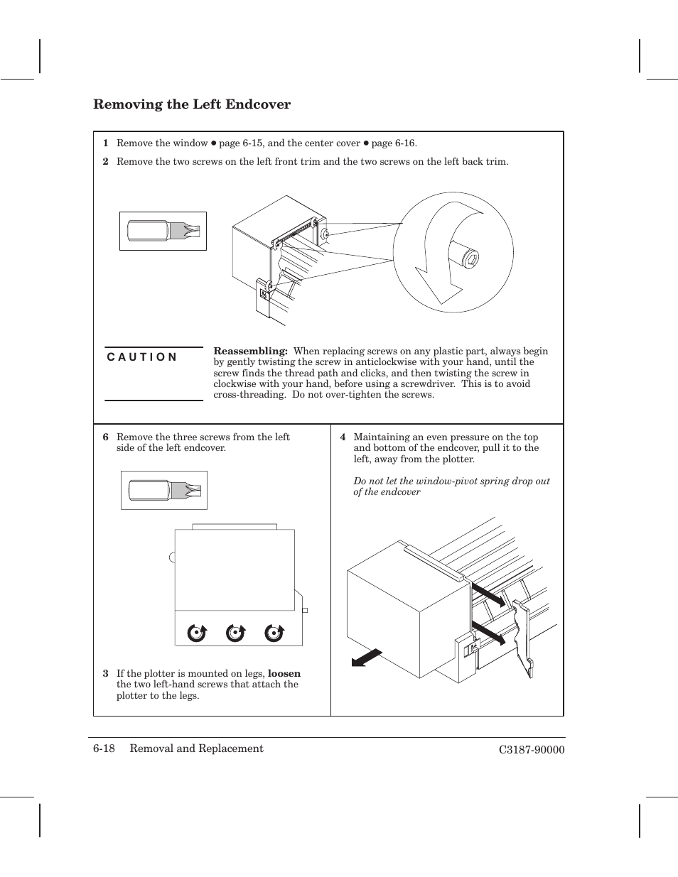 Removing the left endcover | HP 220 User Manual | Page 82 / 246