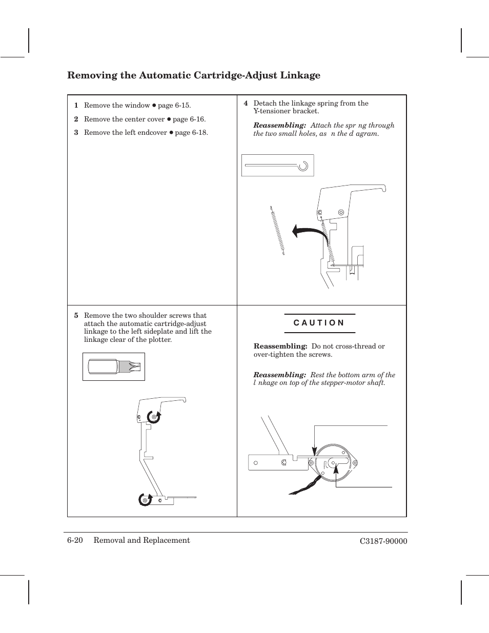 Removing the automatic cartridgećadjust linkage | HP 220 User Manual | Page 84 / 246