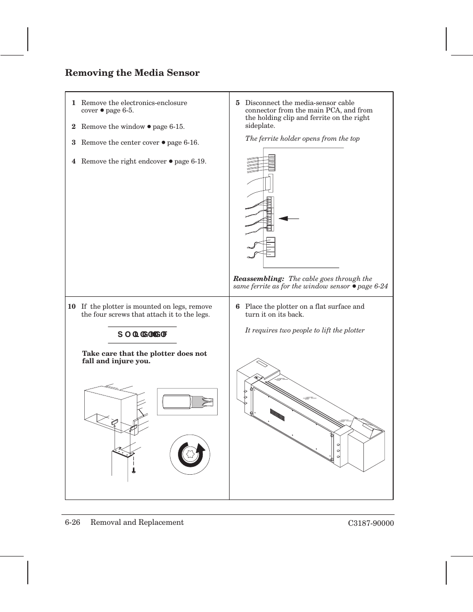 Removing the media sensor | HP 220 User Manual | Page 90 / 246