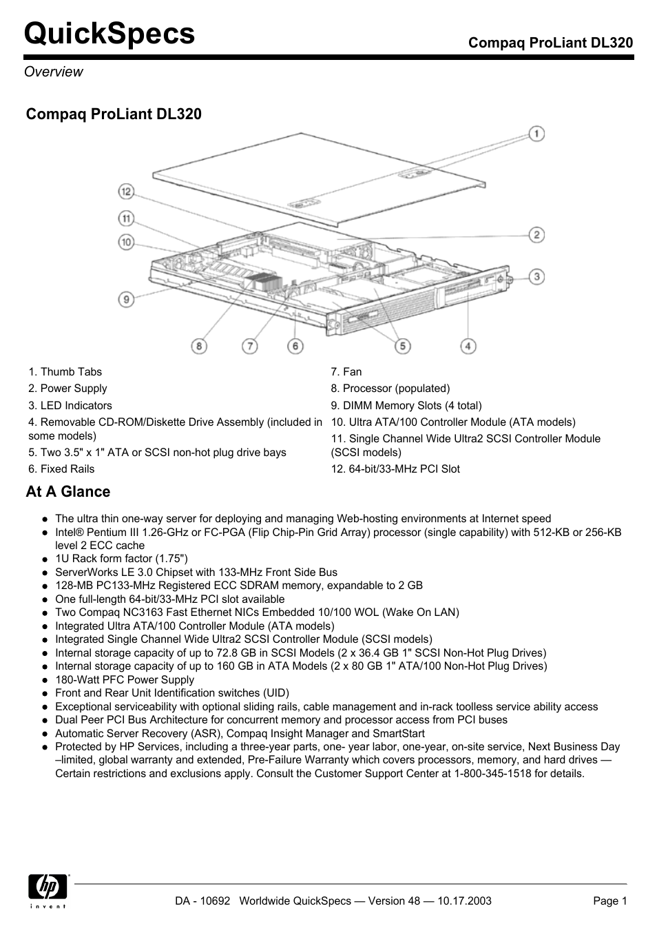 HP COMPAQ PROLIANT DL320 User Manual | 37 pages