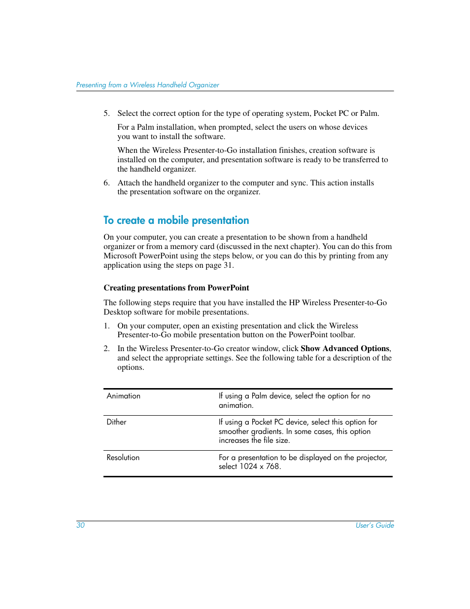 To create a mobile presentation | HP L1619A User Manual | Page 30 / 72