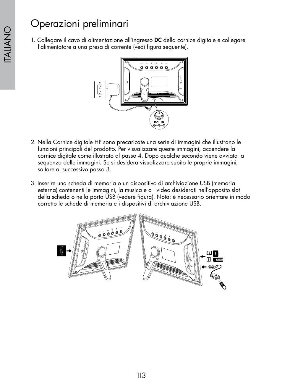 Operazioni preliminari, Italiano, Po we r mu te me nu | HP DF770 User Manual | Page 114 / 356