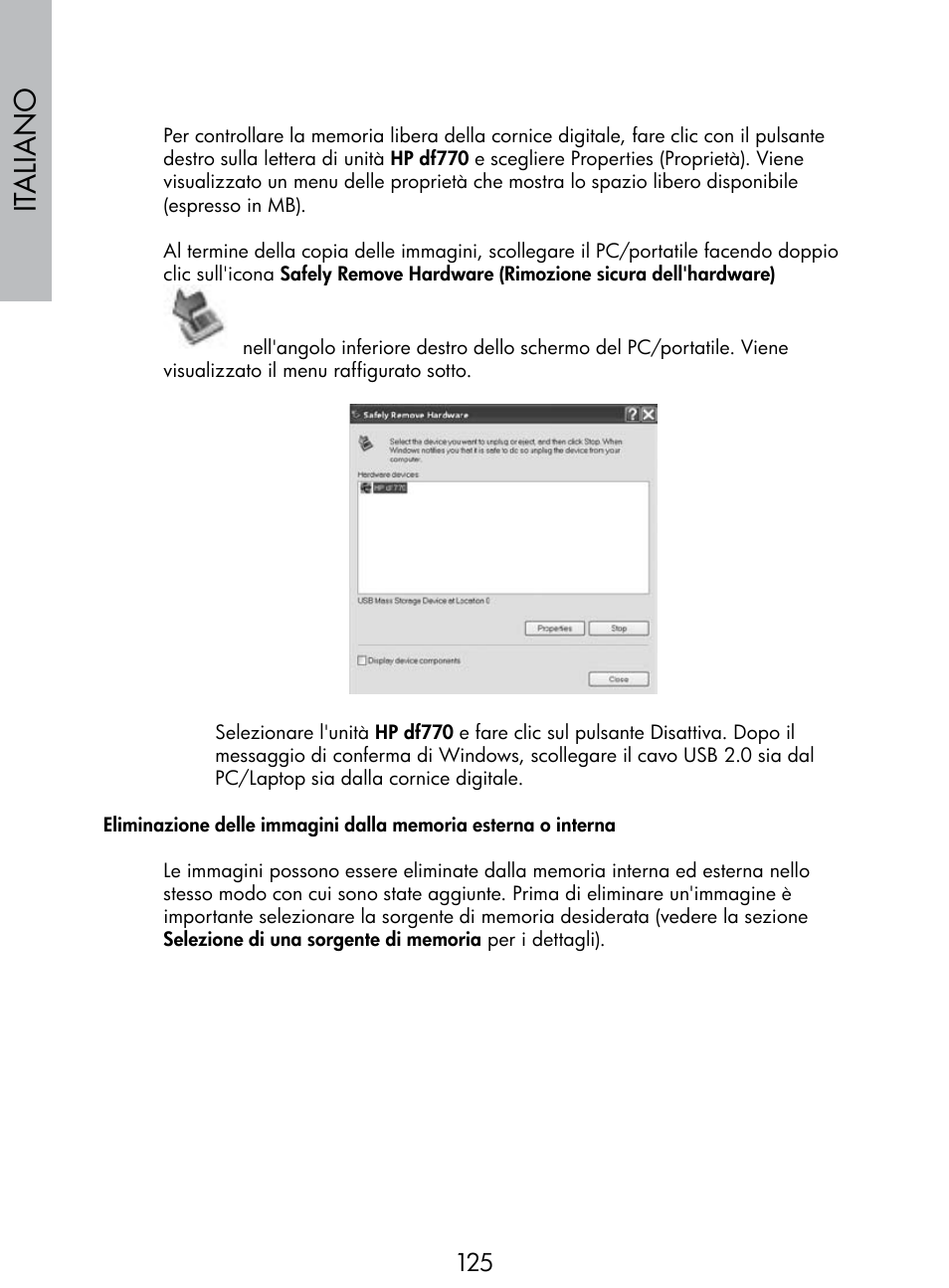 Italiano | HP DF770 User Manual | Page 126 / 356