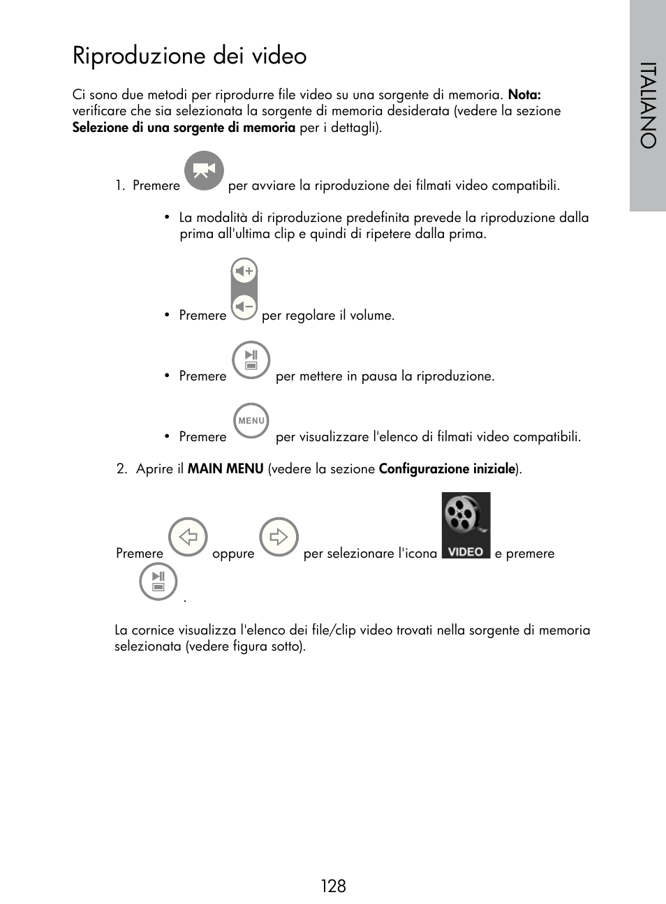 Riproduzione dei video, Italiano | HP DF770 User Manual | Page 129 / 356