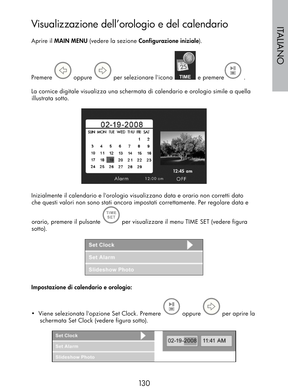 Visualizzazione dell’orologio e del calendario, Italiano | HP DF770 User Manual | Page 131 / 356