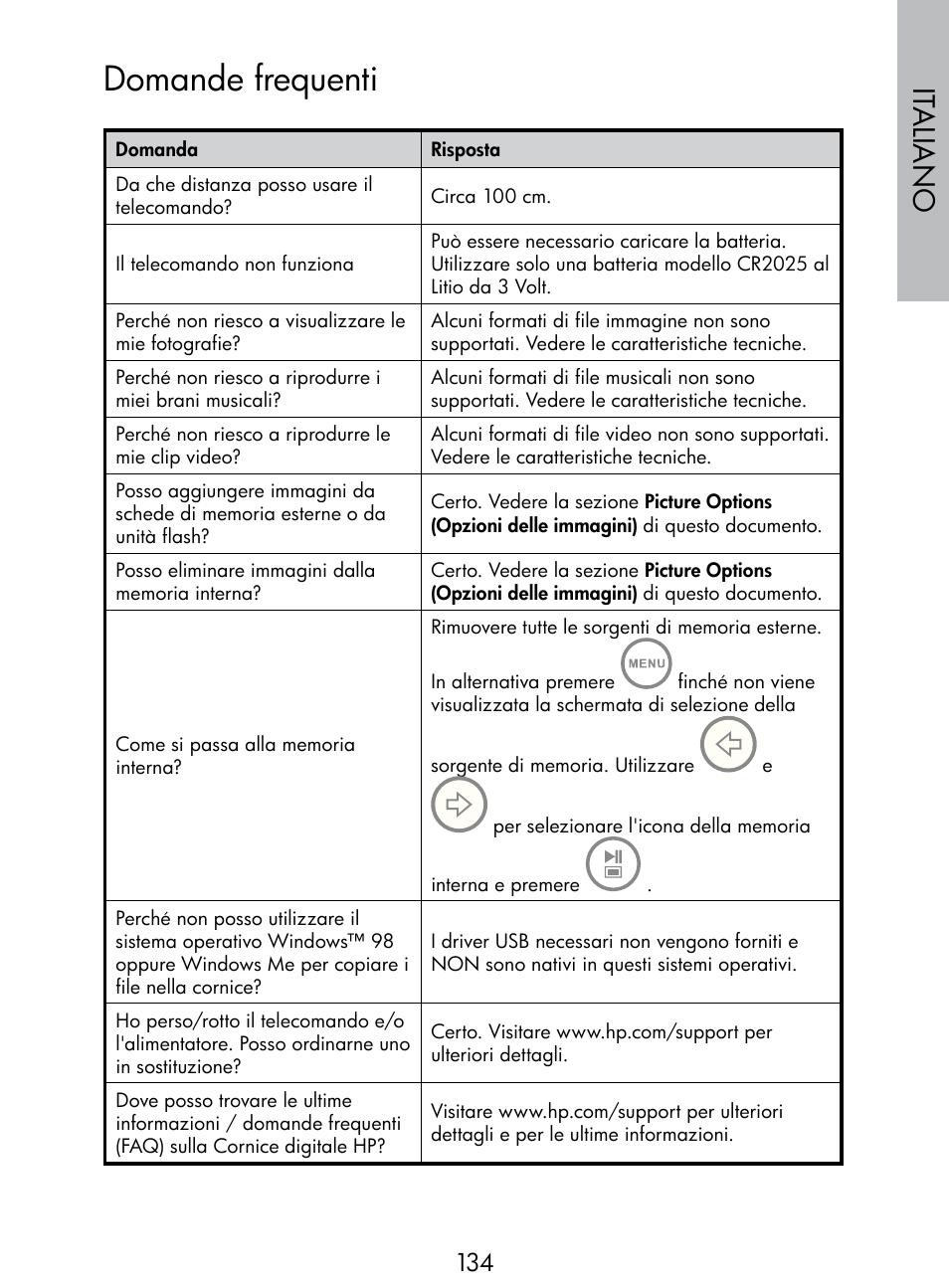 Domande frequenti, Italiano | HP DF770 User Manual | Page 135 / 356