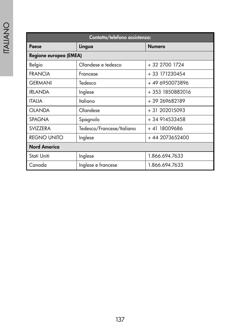 Italiano | HP DF770 User Manual | Page 138 / 356