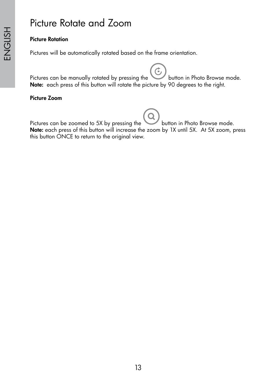Picture rotate and zoom, English | HP DF770 User Manual | Page 14 / 356