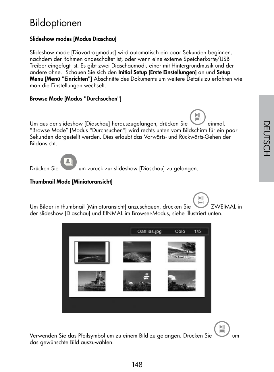 Bildoptionen, Deutsch | HP DF770 User Manual | Page 149 / 356