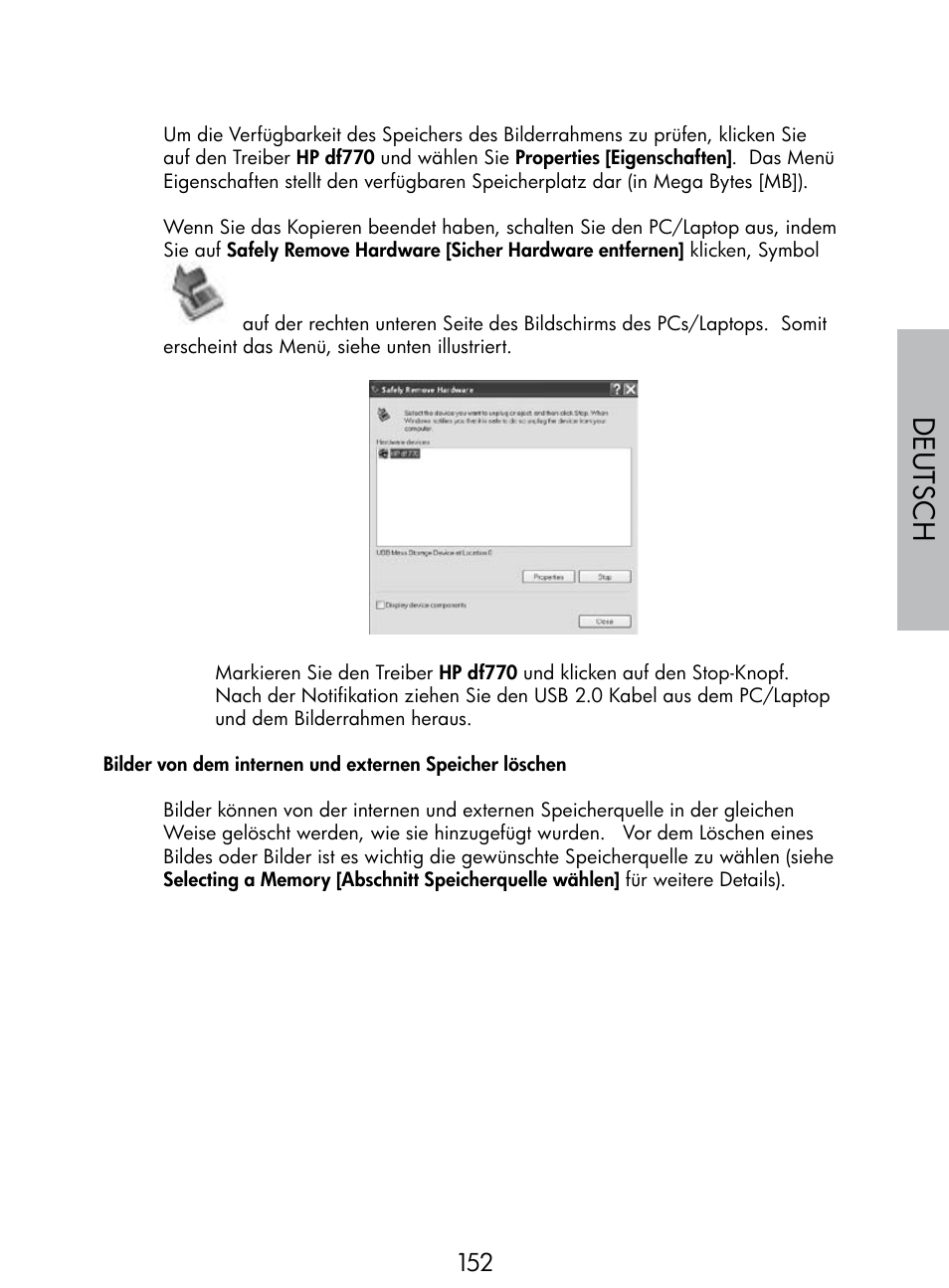 Deutsch | HP DF770 User Manual | Page 153 / 356