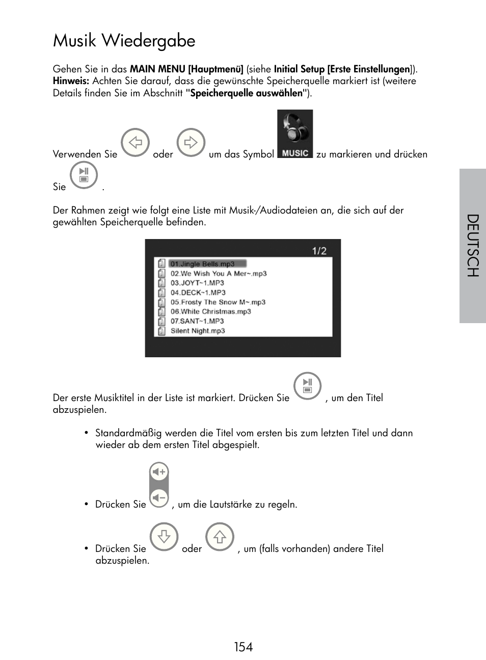 Musik wiedergabe, Deutsch | HP DF770 User Manual | Page 155 / 356