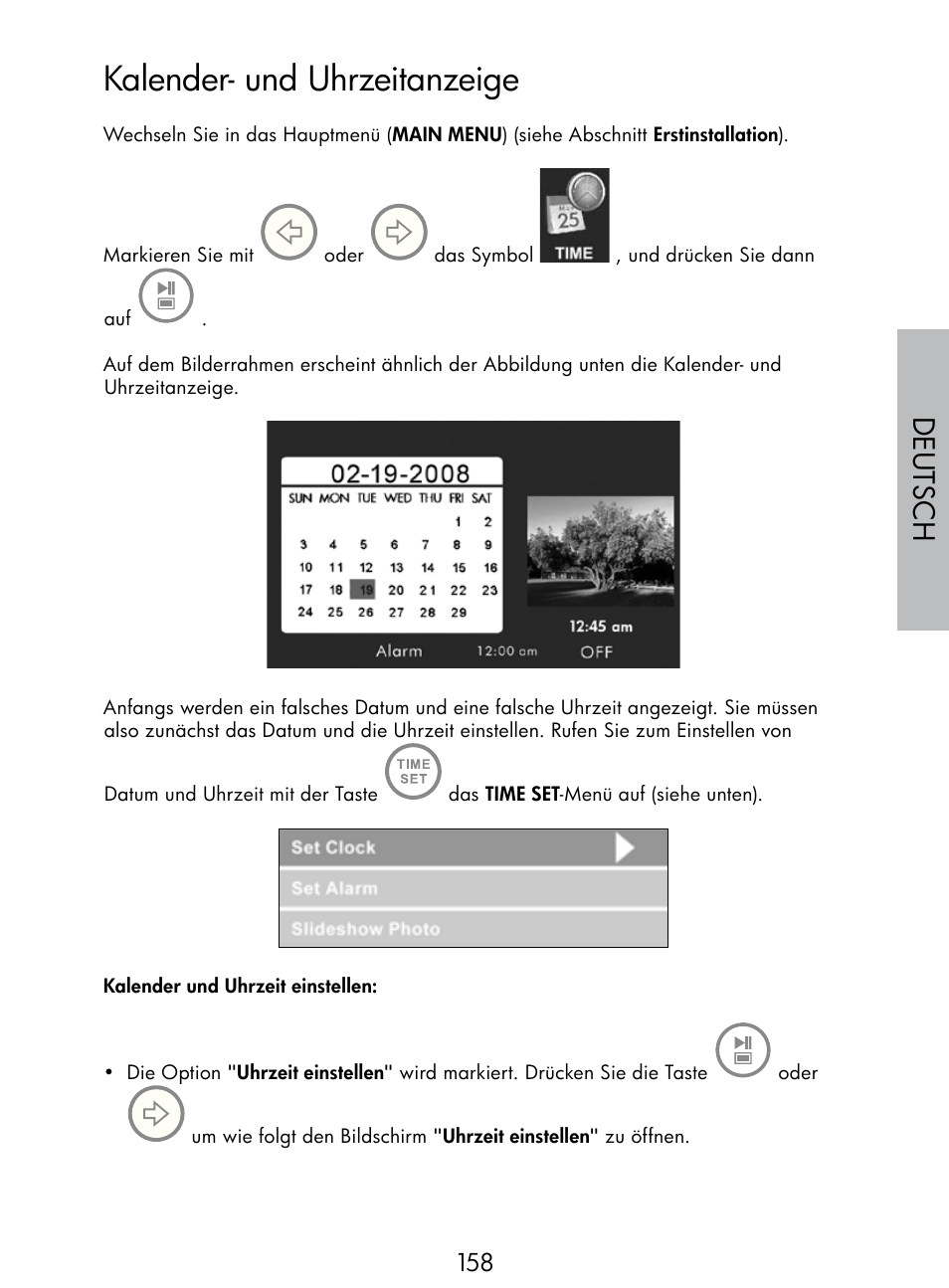 Kalender- und uhrzeitanzeige, Deutsch | HP DF770 User Manual | Page 159 / 356