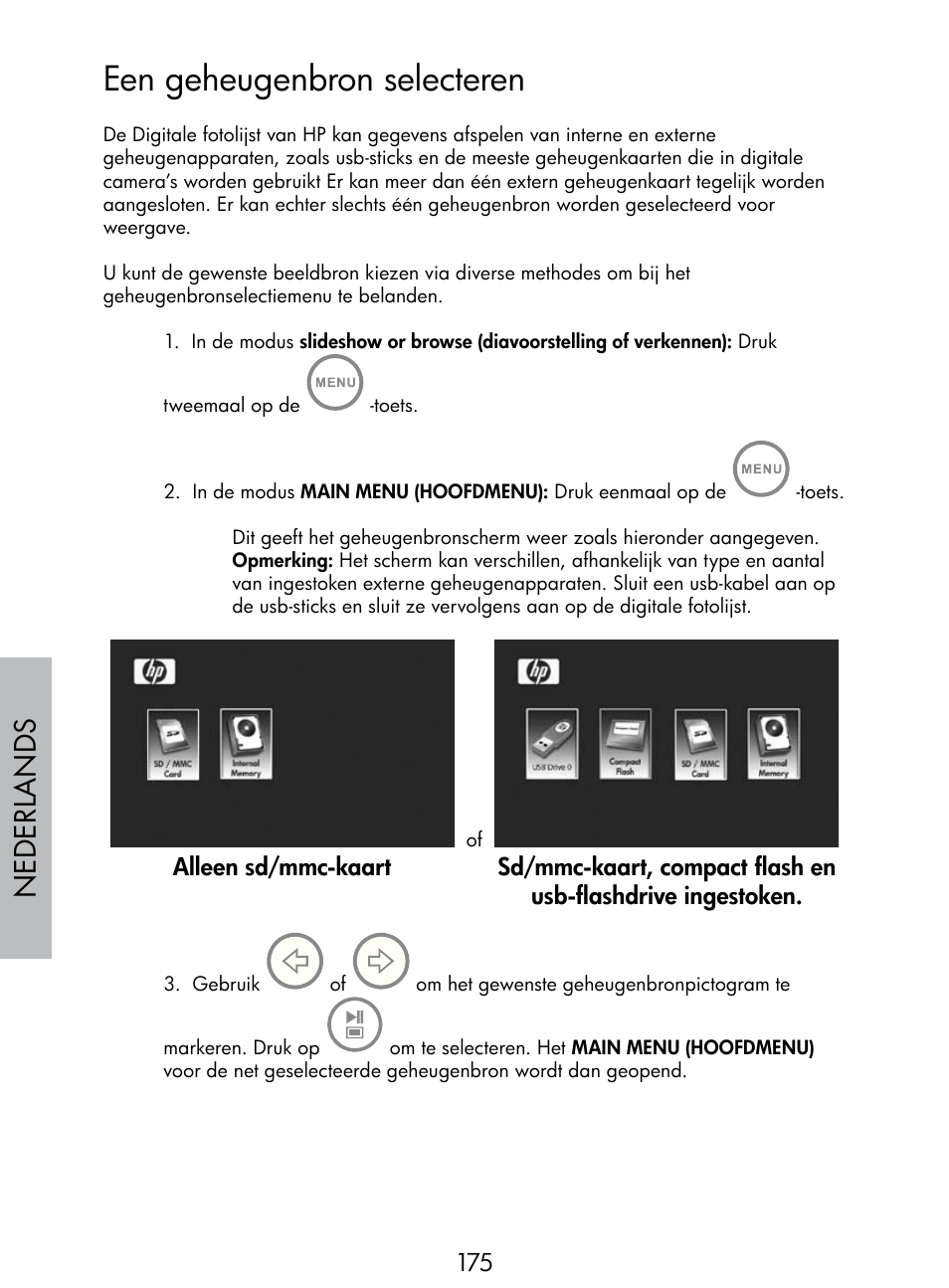 Een geheugenbron selecteren, Nede rlan d s | HP DF770 User Manual | Page 176 / 356