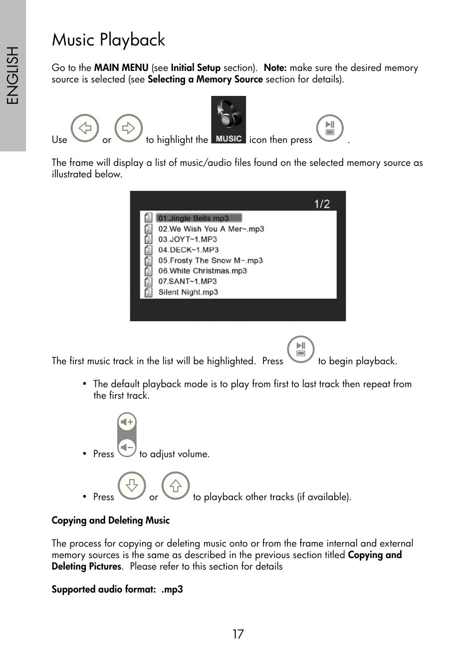 Music playback, English | HP DF770 User Manual | Page 18 / 356