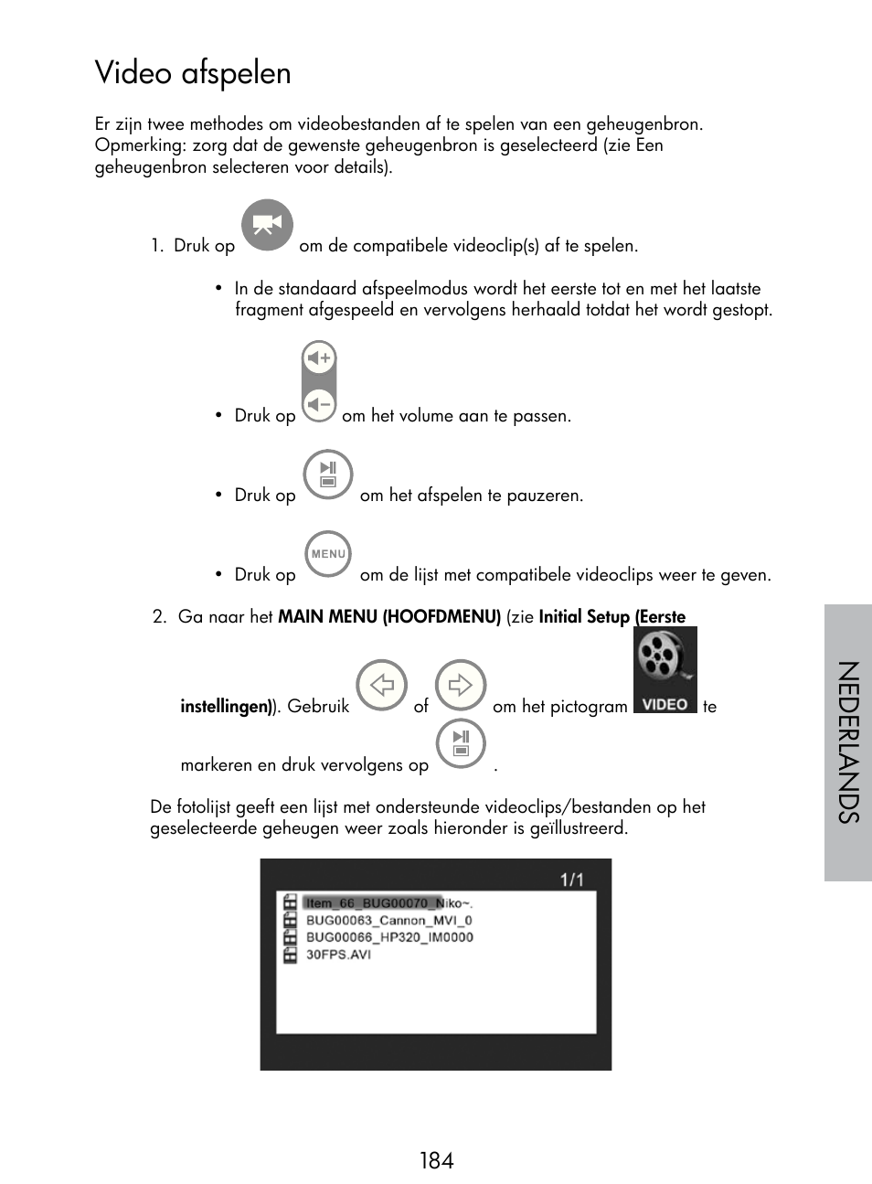 Video afspelen, Nede rlan d s | HP DF770 User Manual | Page 185 / 356