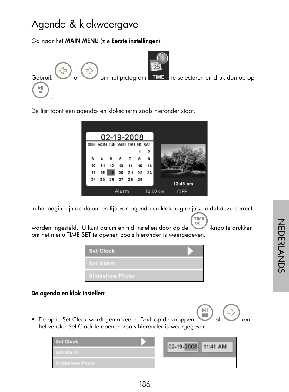 Agenda & klokweergave, Nede rlan d s | HP DF770 User Manual | Page 187 / 356