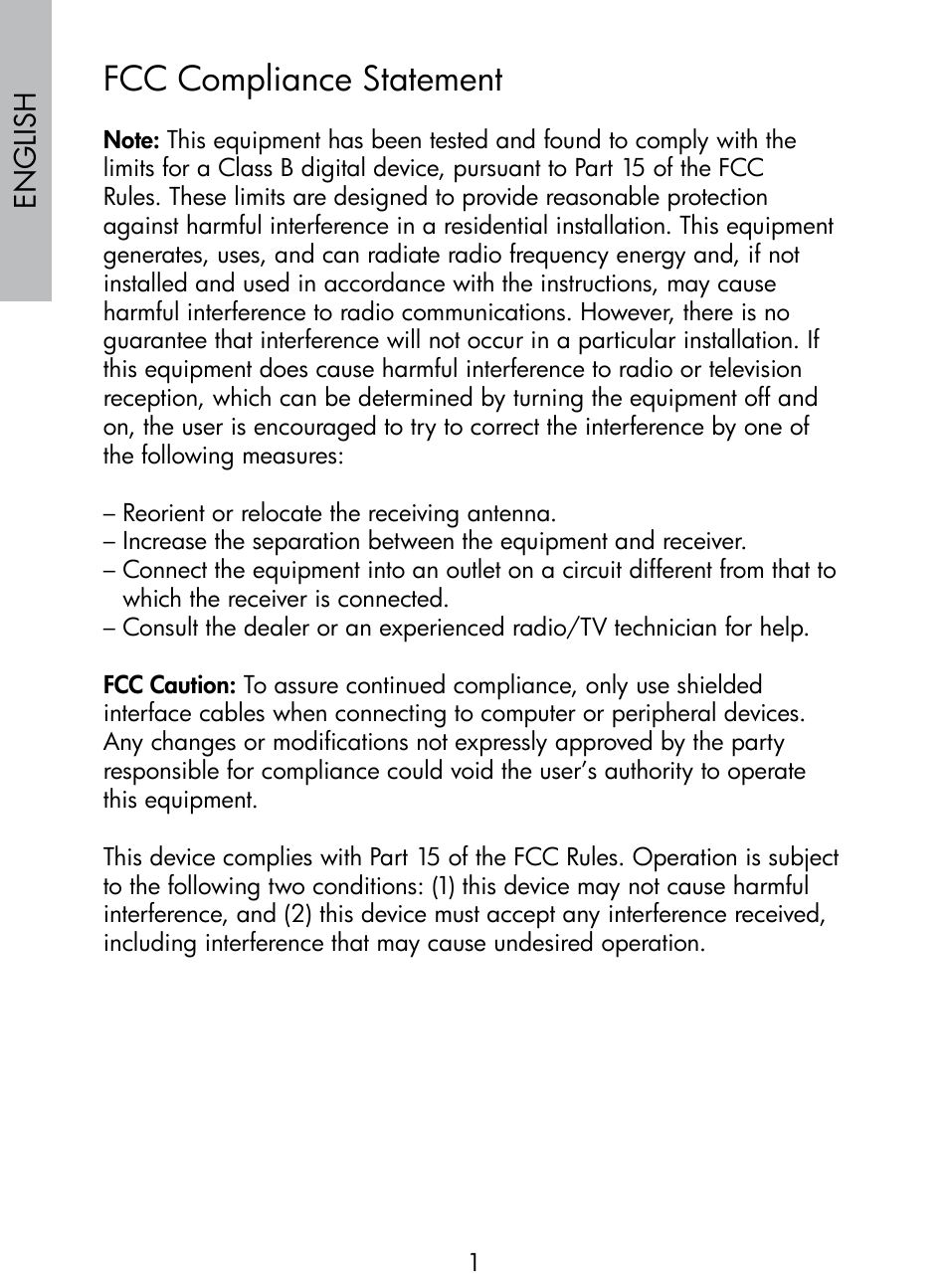 Fcc compliance statement, English | HP DF770 User Manual | Page 2 / 356