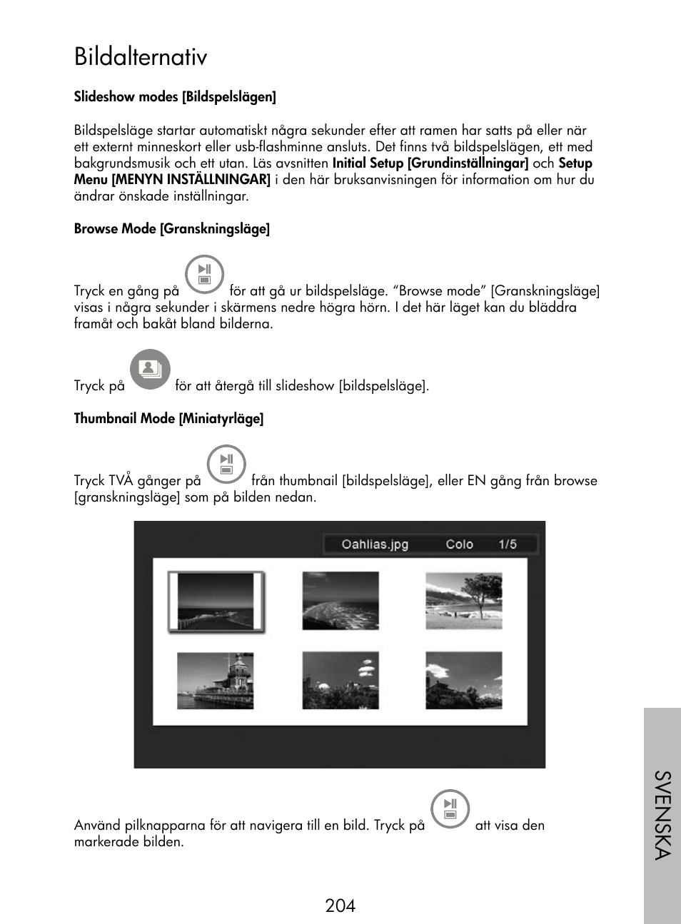 Bildalternativ, Sv enska | HP DF770 User Manual | Page 205 / 356