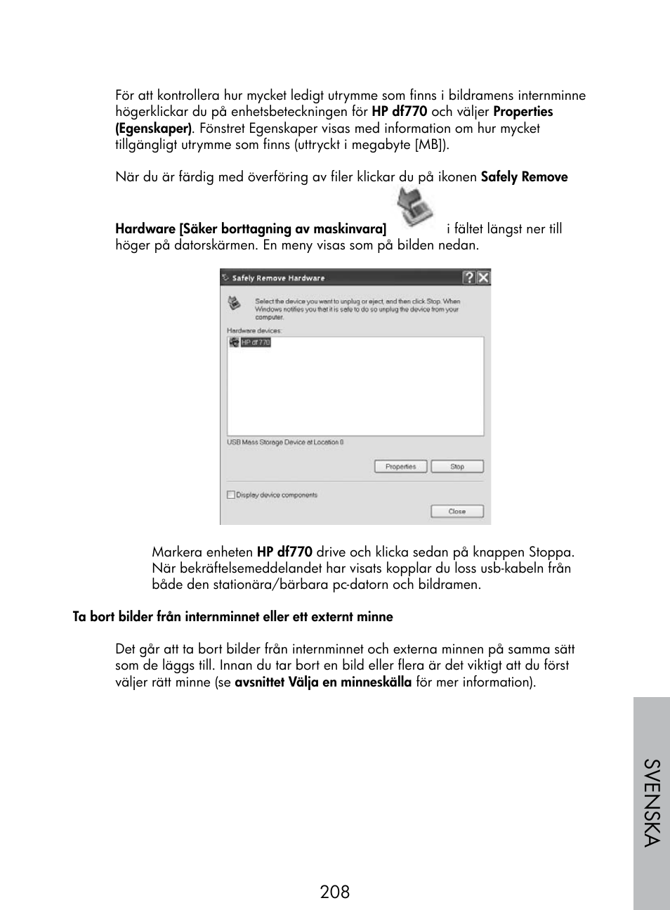 Sv enska | HP DF770 User Manual | Page 209 / 356