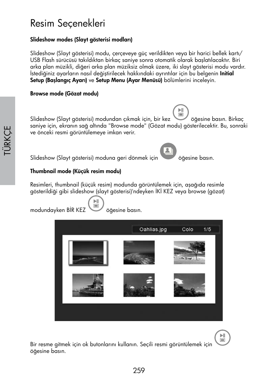 Resim seçenekleri, Türkç e | HP DF770 User Manual | Page 260 / 356