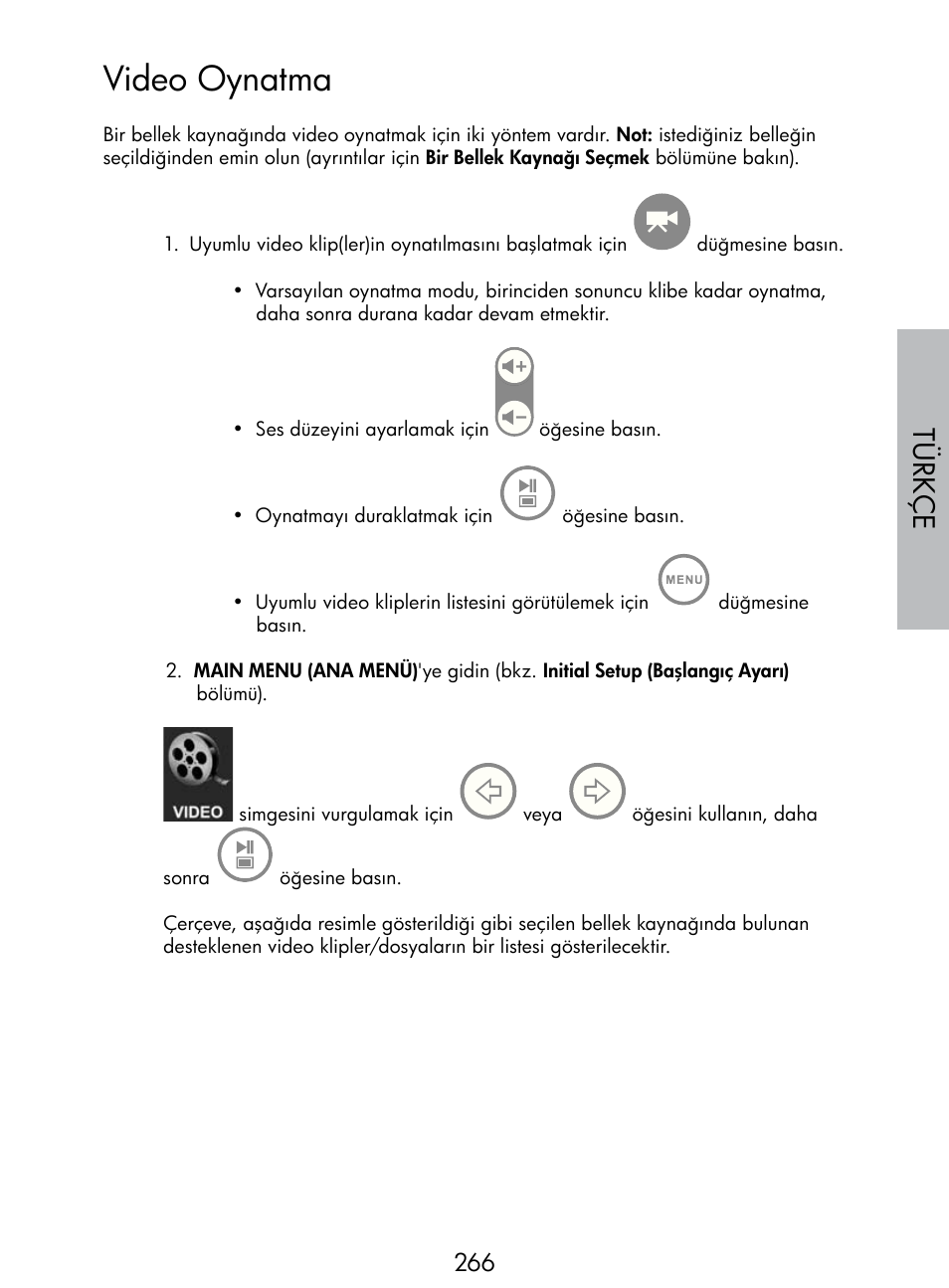 Video oynatma, Türkç e | HP DF770 User Manual | Page 267 / 356