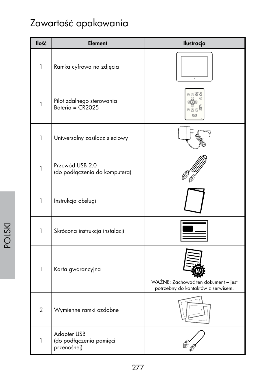 Zawartość opakowania, Polski | HP DF770 User Manual | Page 278 / 356