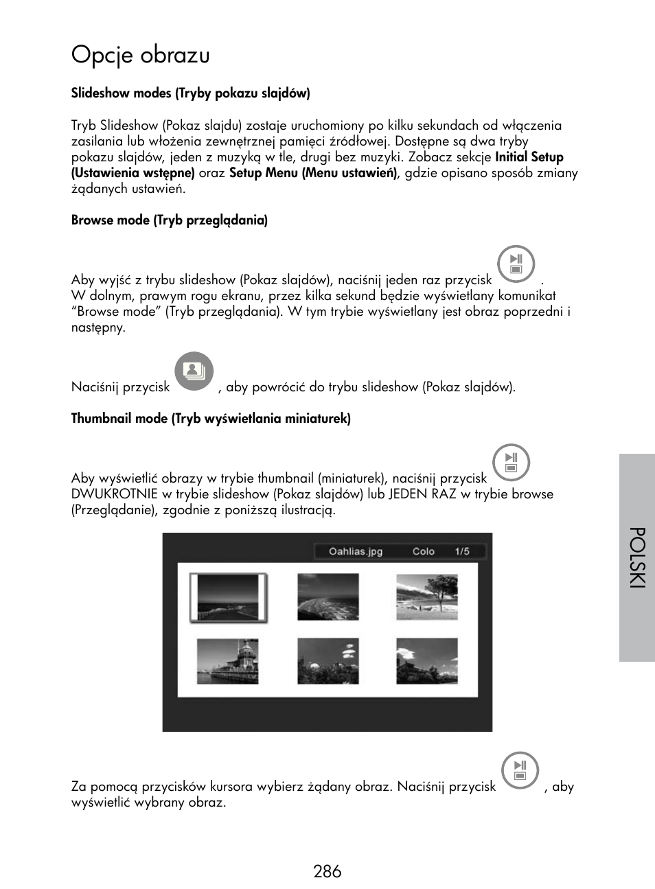 Opcje obrazu, Polski | HP DF770 User Manual | Page 287 / 356